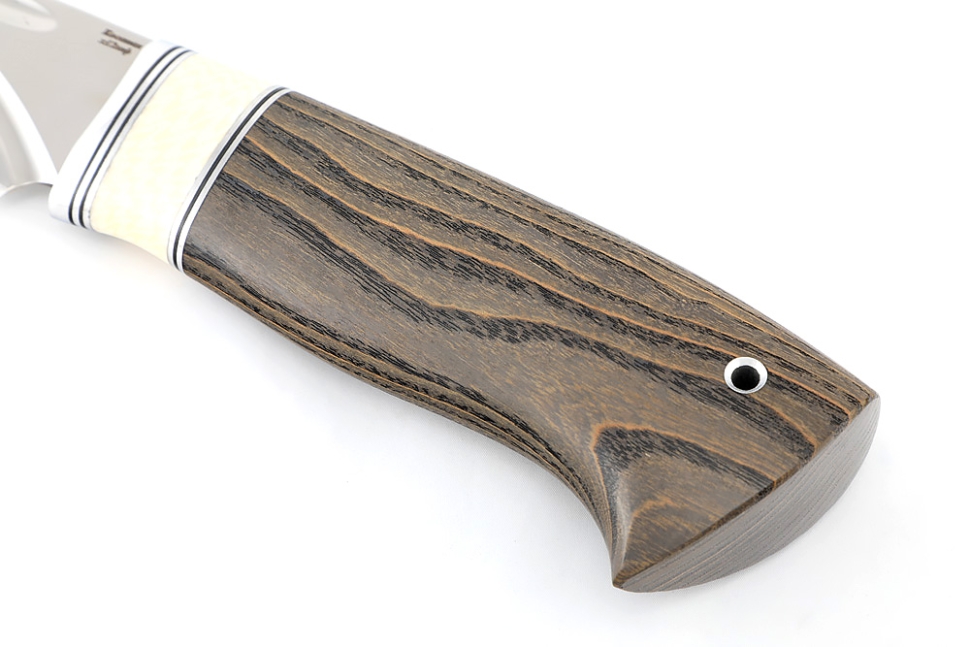 Нож Таран (х12МФ, долы, вставка кость, ясень стабилизированный)