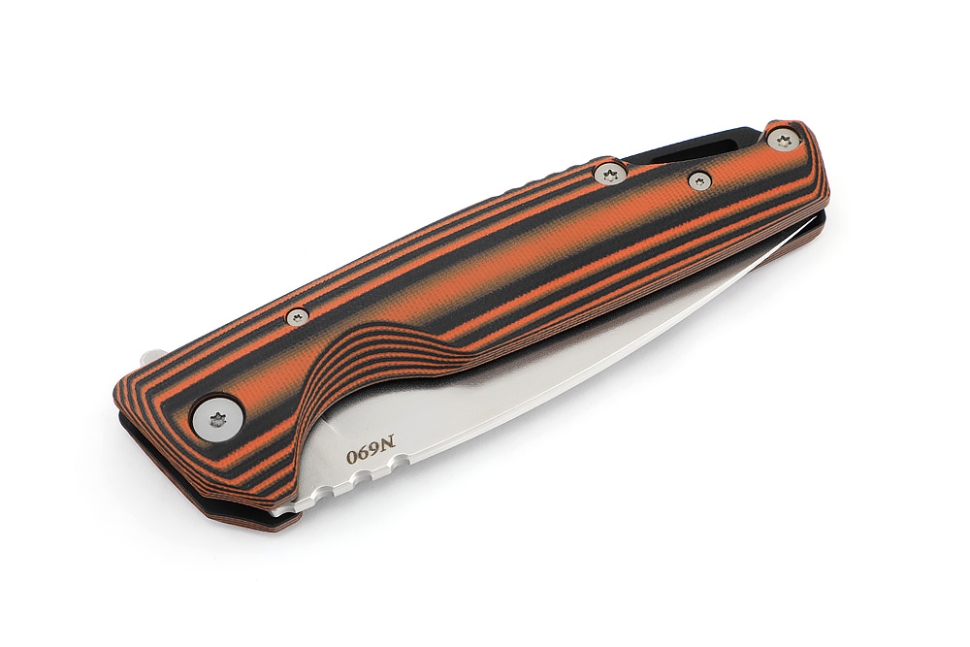 Нож складной Турист N690 рукоять G10 черно-оранжевая