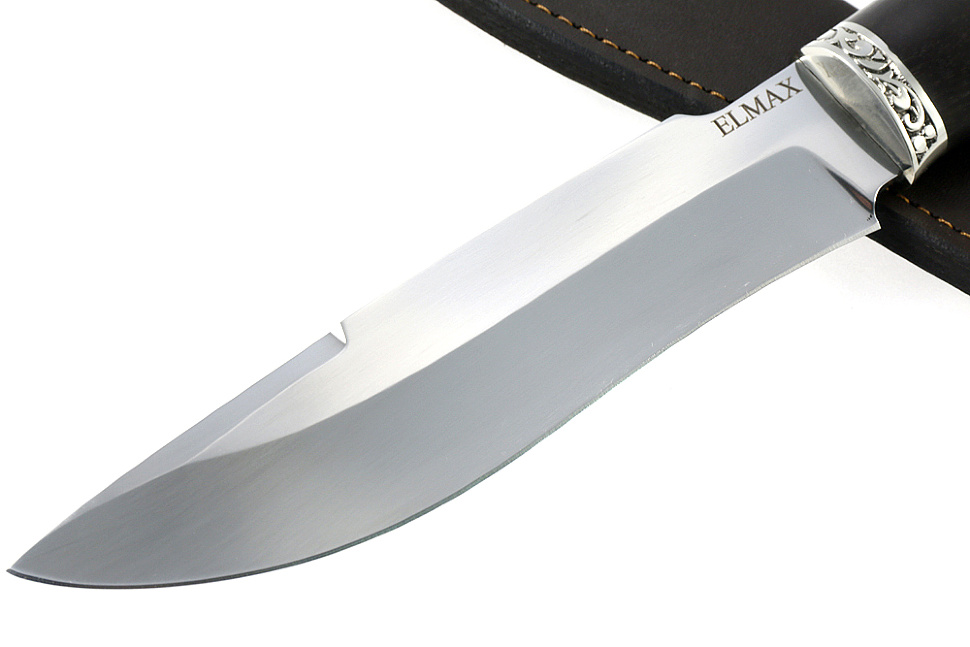 Нож Викинг (порошковая сталь Elmax, чёрный граб - мельхиор)