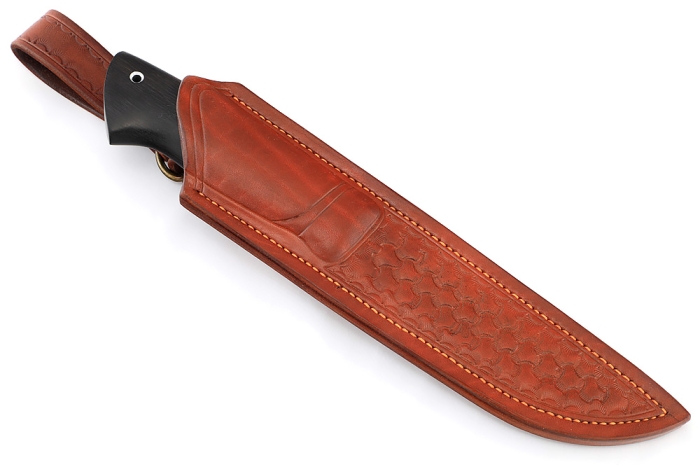 Нож Стрела (х12мф, вставка акрил белый, чёрный граб) формованные ножны