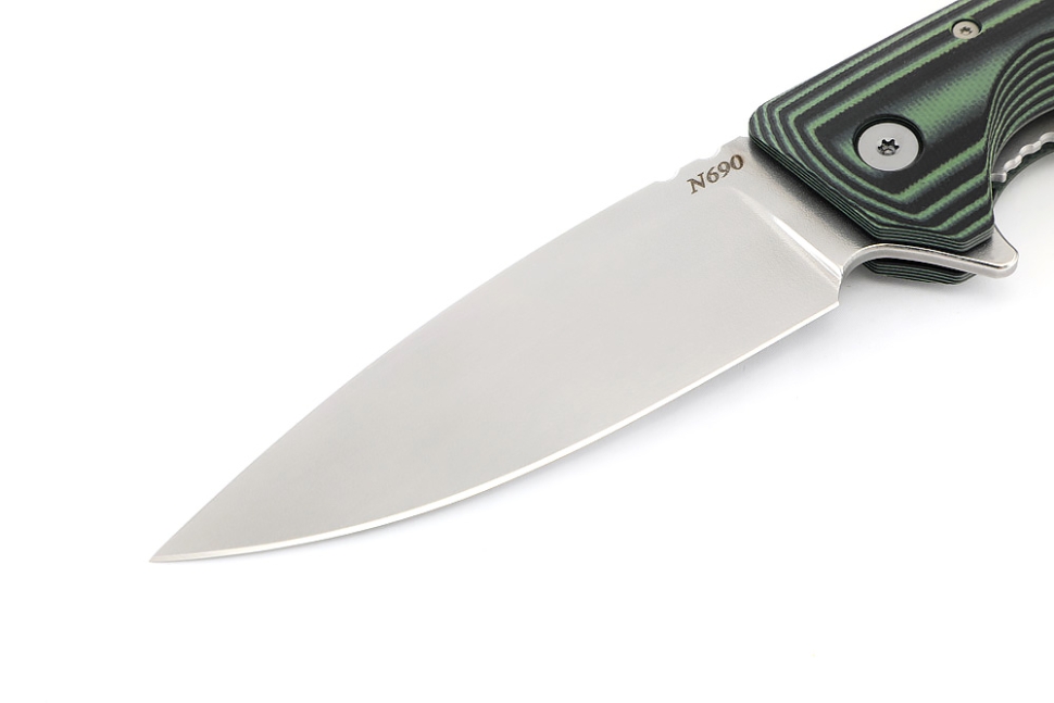 Нож складной Турист N690 рукоять G10 черно-зелёная