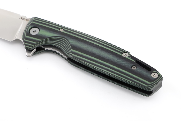 Нож складной Турист N690 рукоять G10 черно-зелёная