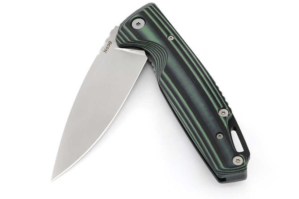 Нож складной Турист N690 рукоять G10 черно-зелёная