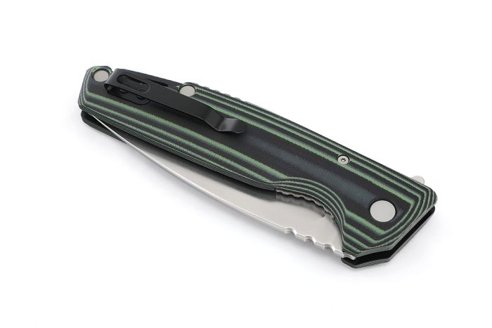 Нож складной Турист N690 рукоять G10 черно-зелёная