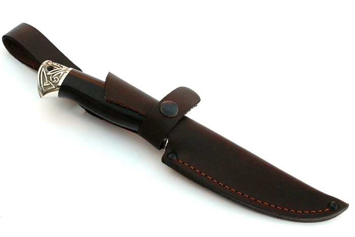 Нож Пантера (порошковая сталь Elmax, чёрный граб - мельхиор)