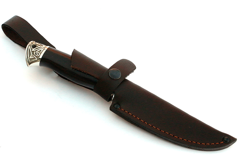 Нож Пантера (порошковая сталь Elmax, чёрный граб - мельхиор)