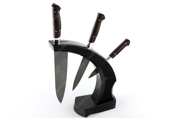 Набор кухонных ножей из булатной стали на подставке