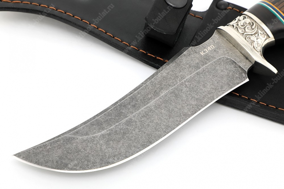Нож Легион (K340, чёрный граб - венге - декоративный пластик) гарда мельхиор