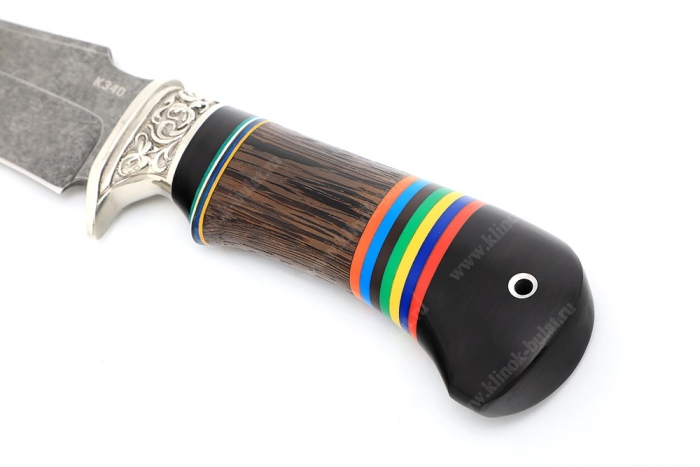 Нож Легион (K340, чёрный граб - венге - декоративный пластик) гарда мельхиор