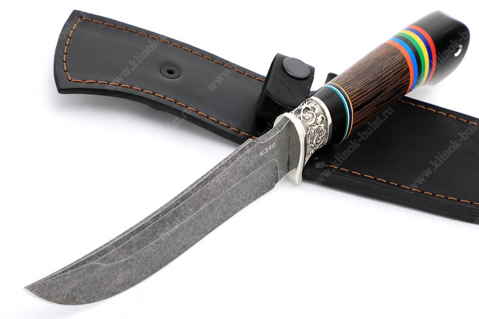 Нож Легион (K340, чёрный граб - венге - декоративный пластик) гарда мельхиор