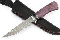 Нож Комар (дамаск, черный граб, карельская берёза фиолетовая)