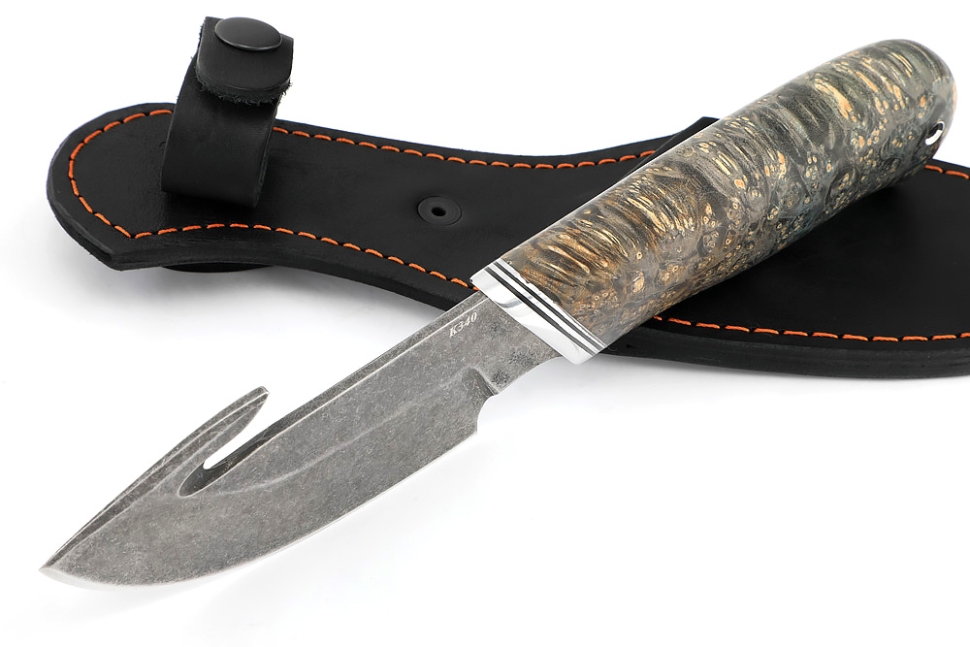 Нож Потрошитель (К340, рукоять кап клена коричневая)