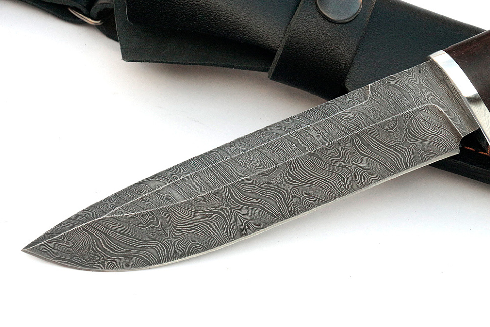 Нож Скат (дамаск, чёрный граб)