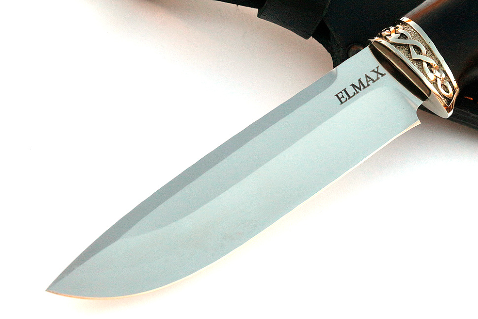 Нож Скат (порошковая сталь Elmax, чёрный граб - мельхиор)