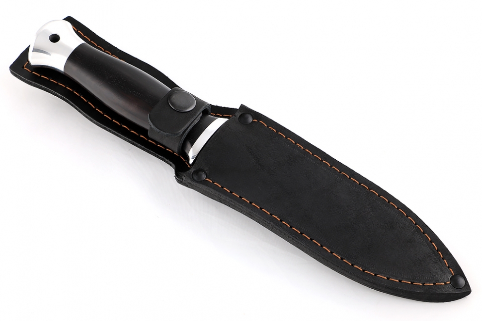 Нож Перо (дамаск, чёрный граб - дюраль)