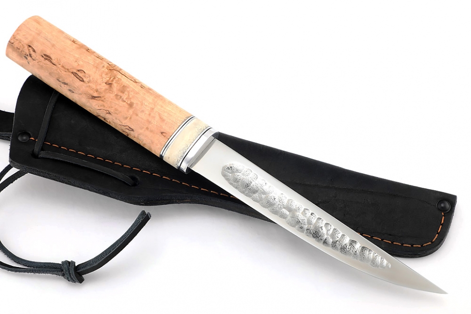 Нож Северный №3 (х12МФ, кованый дол, карельская берёза, вставка кость)