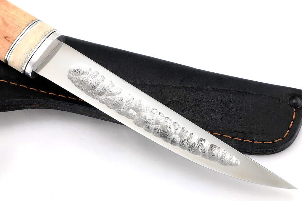 Нож Северный №3 (х12МФ, кованый дол, карельская берёза, вставка кость)