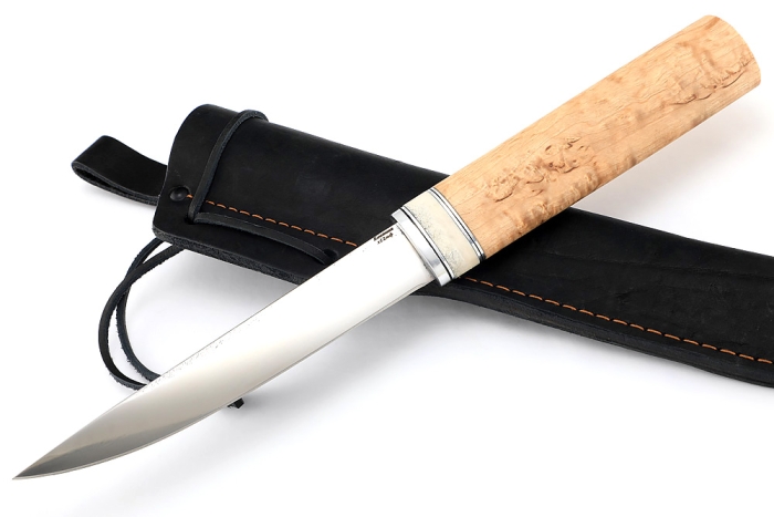 Нож Северный №3 (х12МФ, кованый дол, карельская берёза, вставка кость)