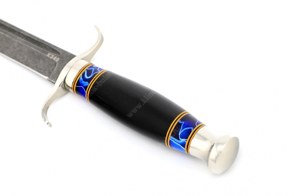 Нож Классика (К340, чёрный граб, вставки акрил, мельхиор)