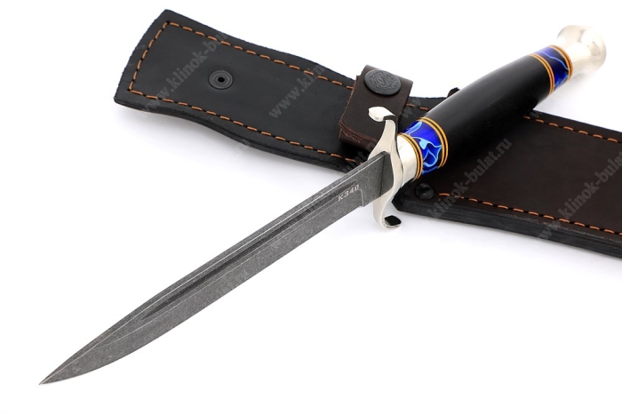 Нож Классика (К340, чёрный граб, вставки акрил, мельхиор)