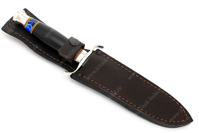 Нож Классика (К340, чёрный граб, вставки акрил, мельхиор)