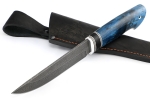 Нож Стрела (дамаск, синяя карельская береза, вставка черный граб) - Нож Стрела (дамаск, синяя карельская береза, вставка черный граб)