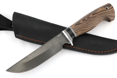Нож Лесной (булат, стабилизированный ясень коричневый, вставка черный граб)