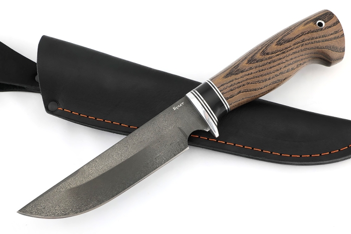 Нож Лесной (булат, стабилизированный ясень коричневый, вставка черный граб)