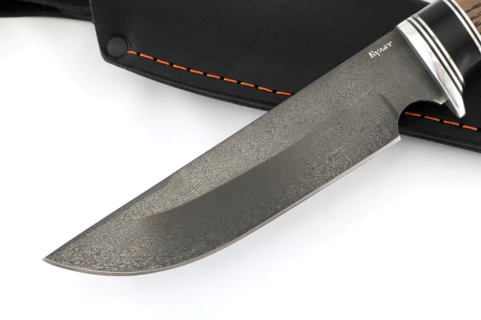 Нож Лесной (булат, стабилизированный ясень коричневый, вставка черный граб)