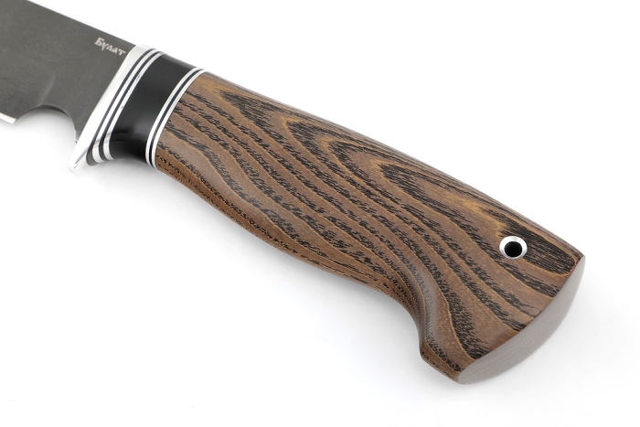 Нож Лесной (булат, стабилизированный ясень коричневый, вставка черный граб)