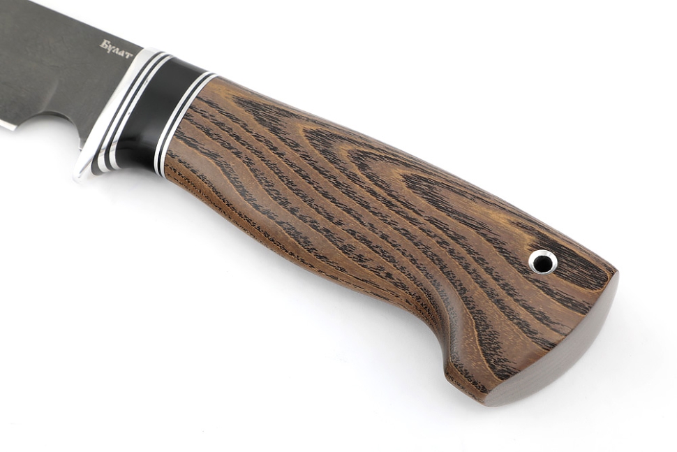 Нож Лесной (булат, стабилизированный ясень коричневый, вставка черный граб)