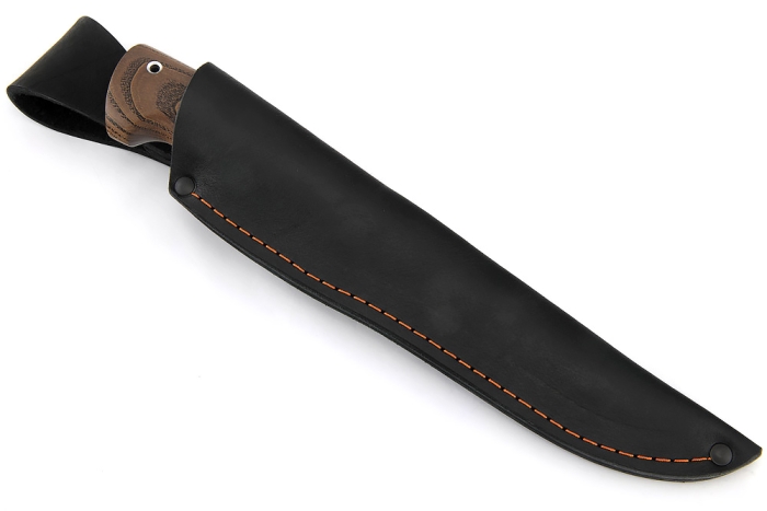 Нож Лесной (булат, стабилизированный ясень коричневый, вставка черный граб)