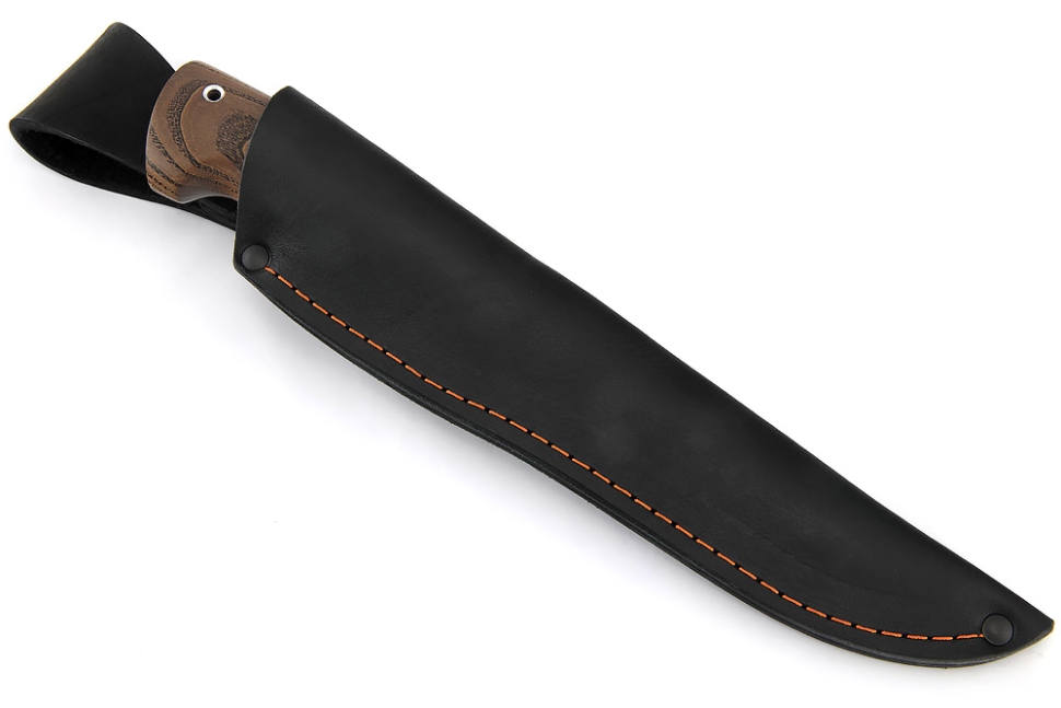 Нож Лесной (булат, стабилизированный ясень коричневый, вставка черный граб)