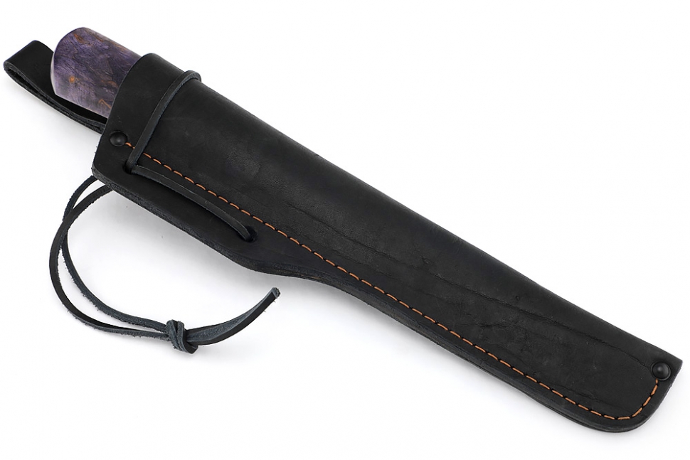 Нож Северный №5 (Х12МФ, кованый дол, фиолетовая карельская берёза, вставка кость)