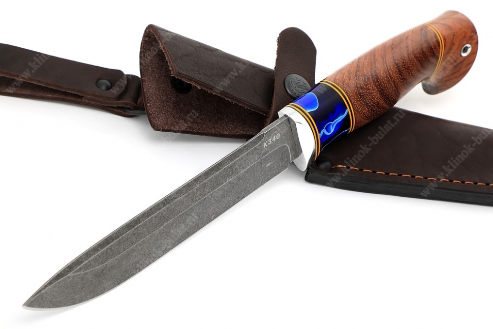 Нож Скат (К340, рукоять бубинга, вставка акрил, фибра)