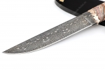 Нож Таран-эксклюзив (мозаичный дамаск с никелем, больстер мокумэ-ганэ, вставка стабилизированный зуб мамонта, аризонский IronWood) - Мозаичный дамаск