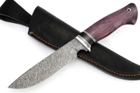 Нож Флагман (дамаск, черный граб, карельская берёза фиолетовая)