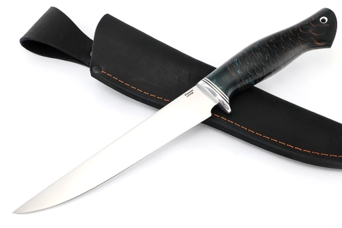 Нож Филейный средний (х12МФ, рукоять шишка в акриле черная)
