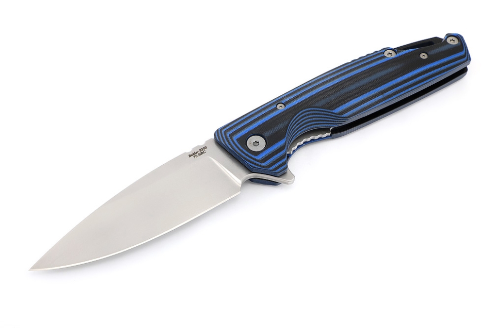 Нож складной Турист S390 рукоять G10 черно-синяя