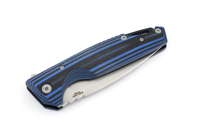 Нож складной Турист S390 рукоять G10 черно-синяя