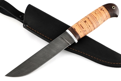 Нож Скорпион (дамаск, береста)