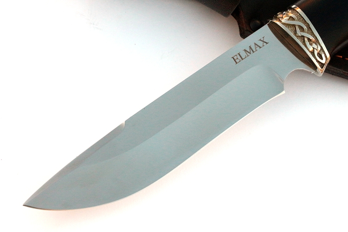Нож Флагман (порошковая сталь Elmax, чёрный граб - мельхиор)