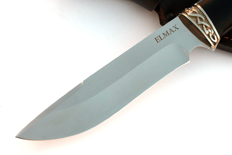 Нож Флагман (порошковая сталь Elmax, чёрный граб - мельхиор)