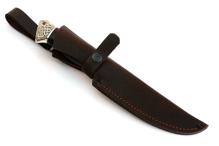 Нож Флагман (порошковая сталь Elmax, чёрный граб - мельхиор)