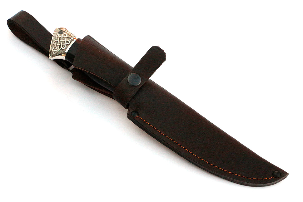 Нож Флагман (порошковая сталь Elmax, чёрный граб - мельхиор)