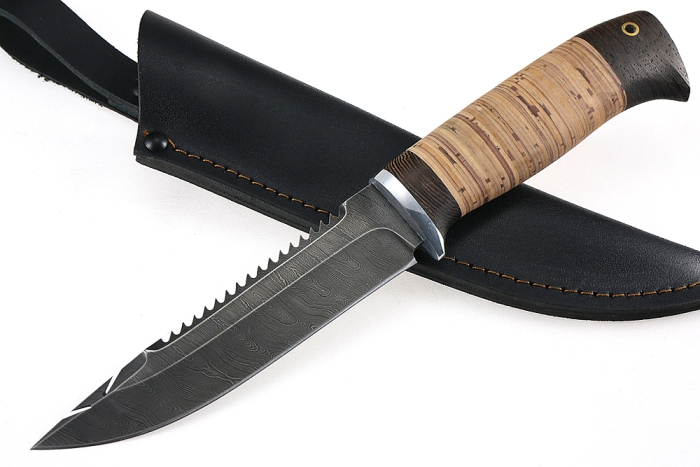 Нож Судак большой (дамаск, береста)