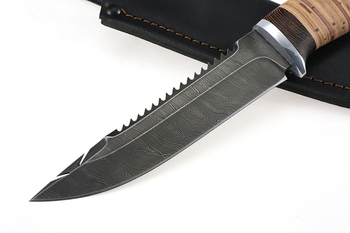 Нож Судак большой (дамаск, береста)