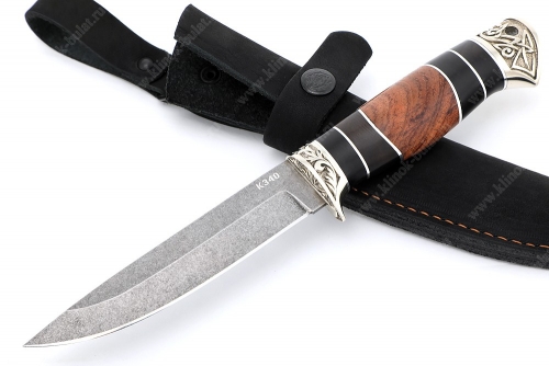 Нож Пантера (К340, рукоять наборная бубинга, чёрный граб, мельхиор)