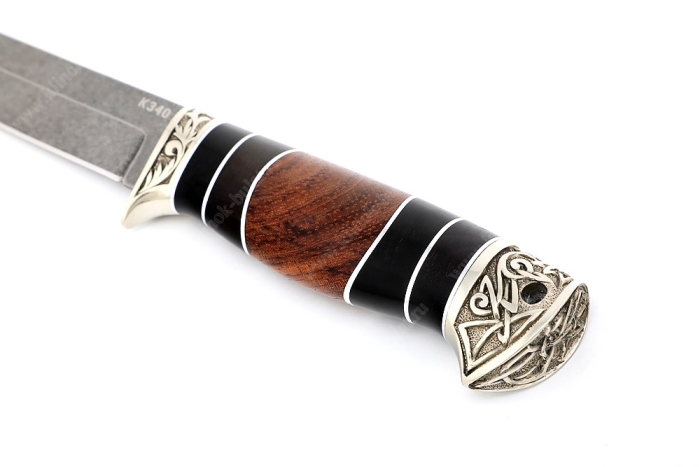 Нож Пантера (К340, рукоять наборная бубинга, чёрный граб, мельхиор)