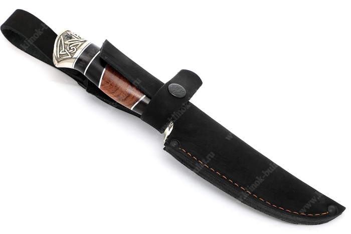 Нож Пантера (К340, рукоять наборная бубинга, чёрный граб, мельхиор)